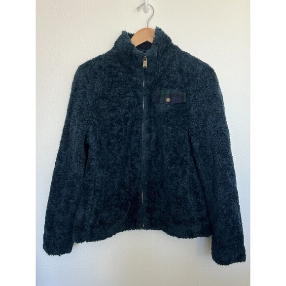 Pendleton Wool Blend Jacket M Blue Full Zip Snap Pocket Sherpa Fleece Outdoor - Picture 2 of 8